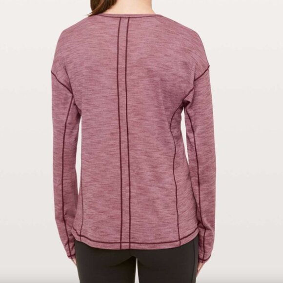 Lululemon Sweat Embrace Long Sleeve Heathered Merlot - Picture 1 of 4